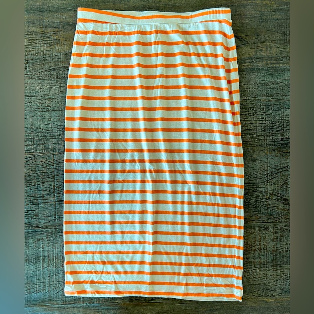 Orange and Cream Stretch Pencil Skirt Medium